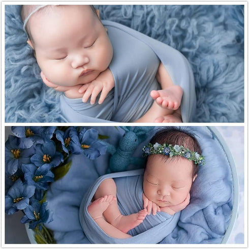 Zeroest Newborn Photography Stretch Wrap Boy Girl Baby Wraps Photography Props Baby Photo Prop Stretch Blanket for Baby (Blue)...